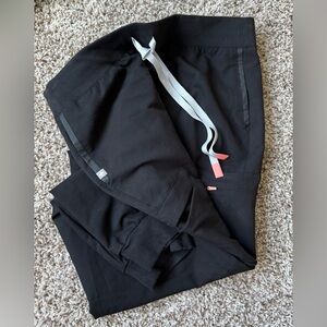 Figs Women's Black Joggers with White and Pink Accents